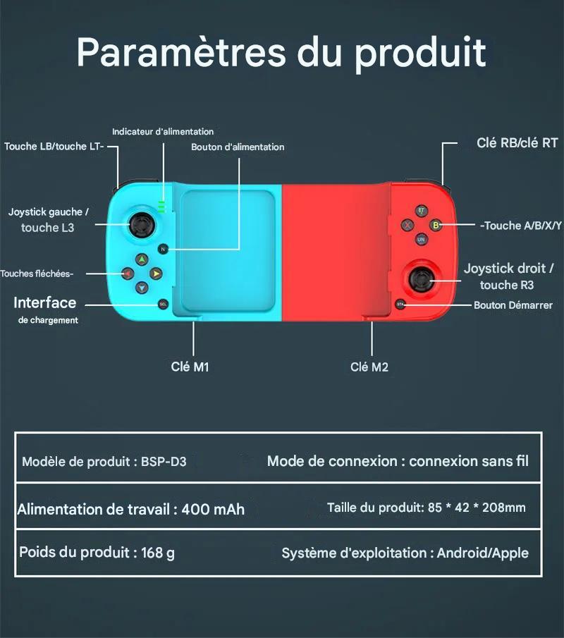 Manette de Jeu Bluetooth Extensible D3